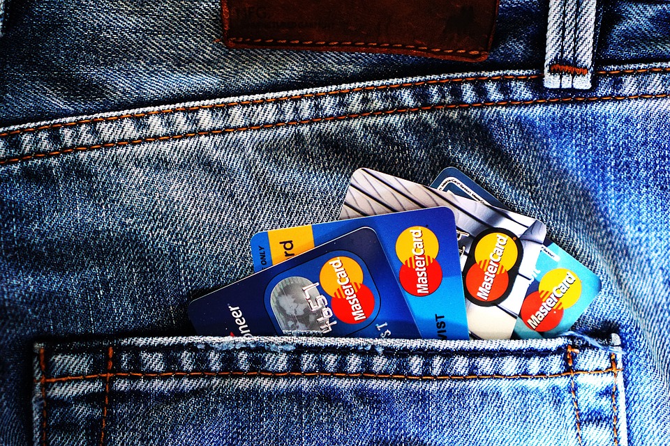 credit cards in a denim pocket