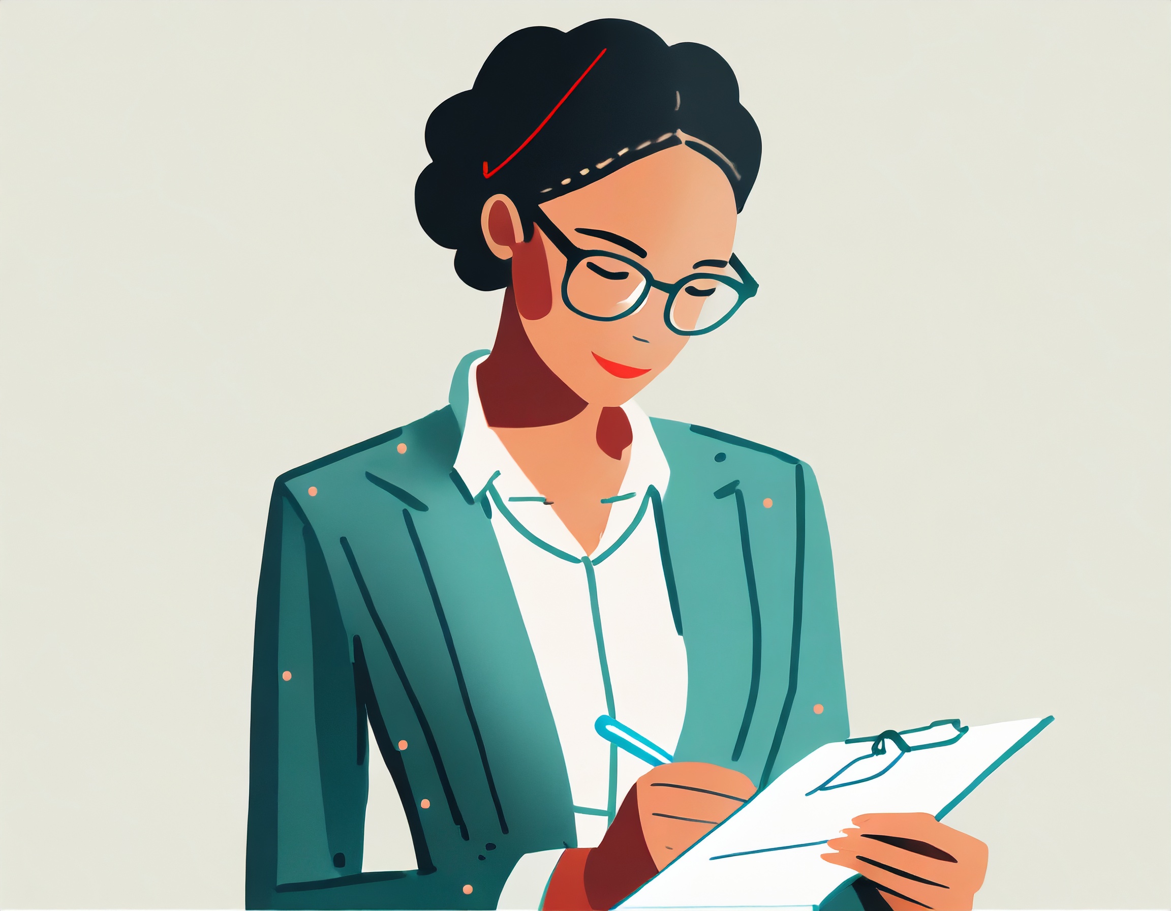 Firefly a picture of an insurance agent with glasses and business suit writing something to card