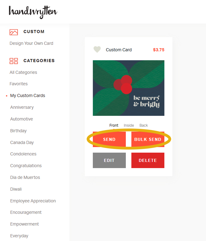 Handwrytten Custom Cards