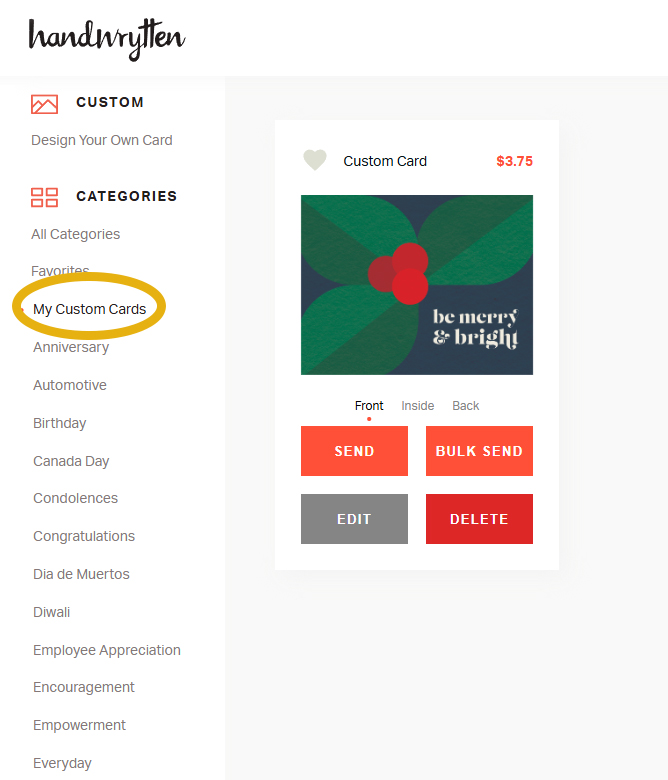 Handwrytten Custom Cards