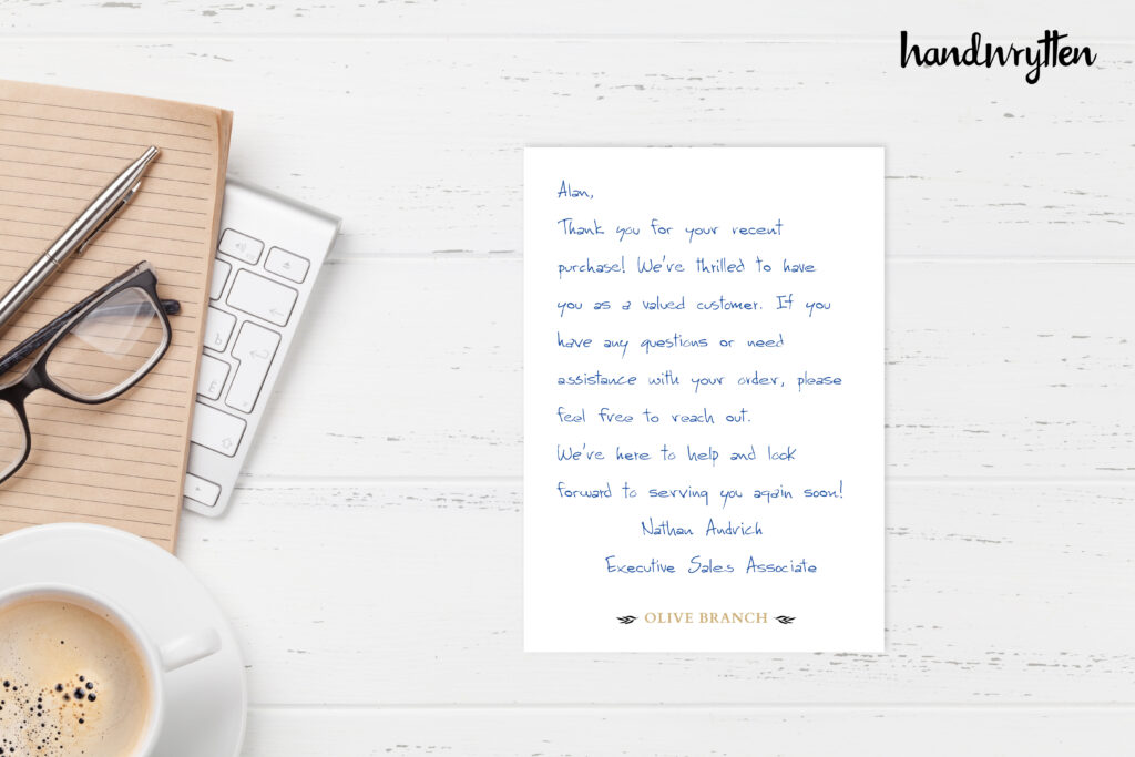 Thank you note with coffee and laptop