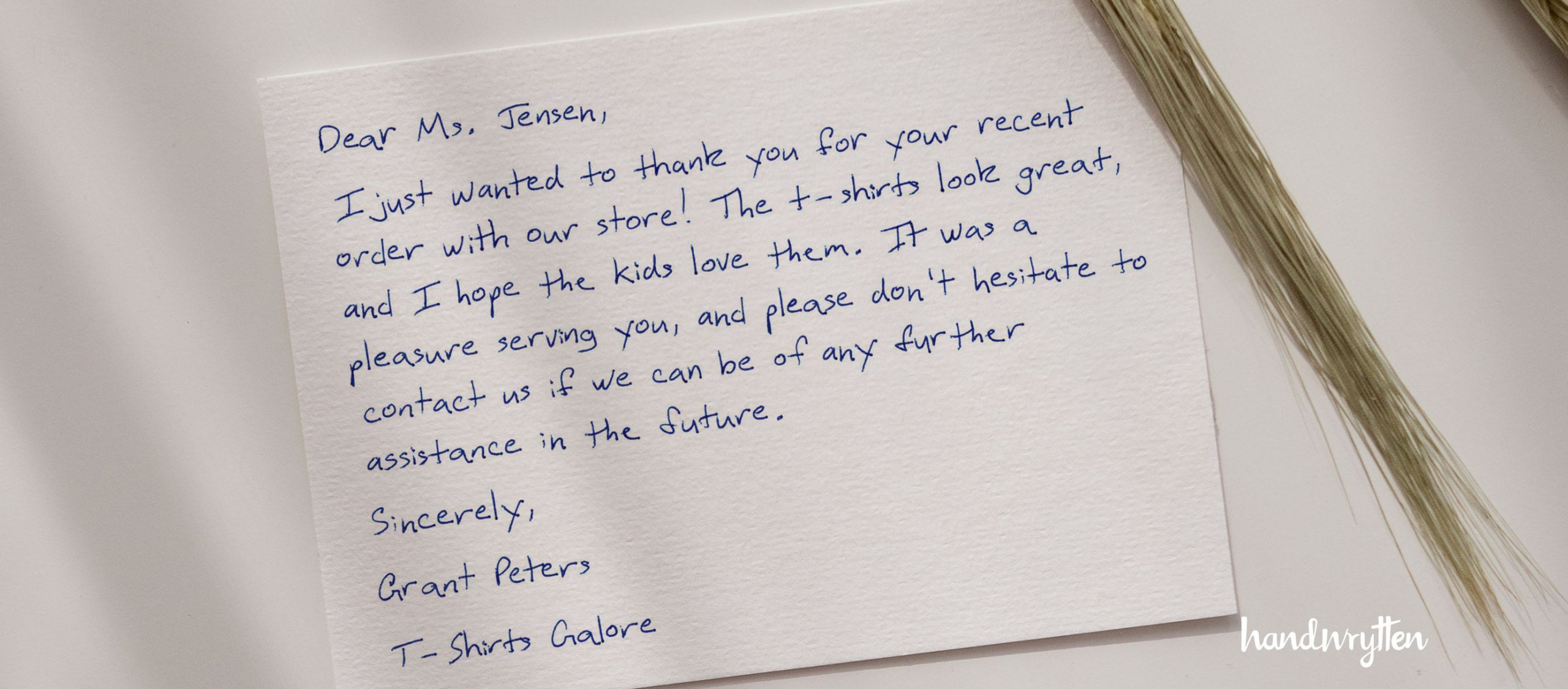 thank you for your order note