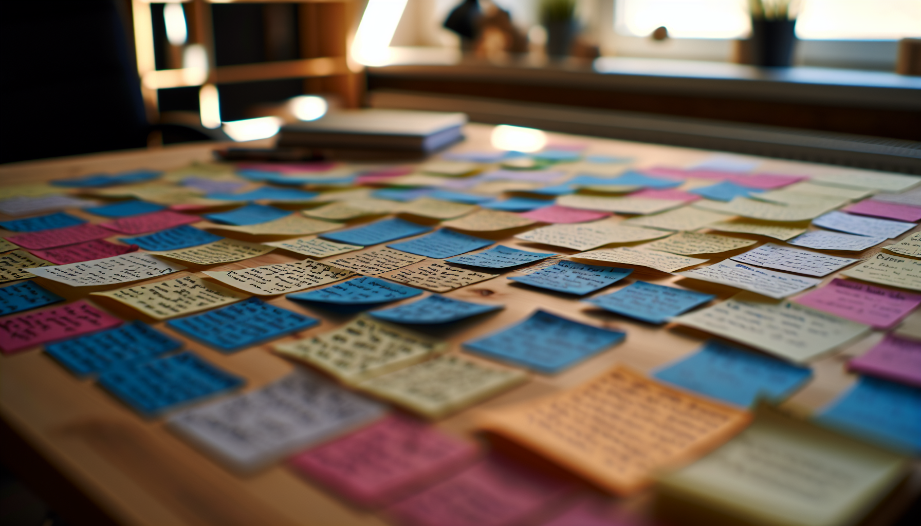 Handwritten notes on a desk
