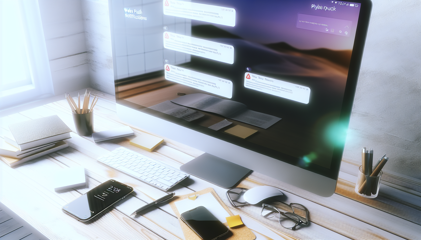 Desktop and mobile receiving web push notifications