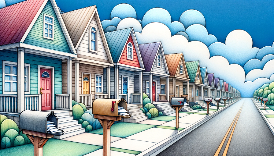 Mailboxes with handwritten notes from real estate agents